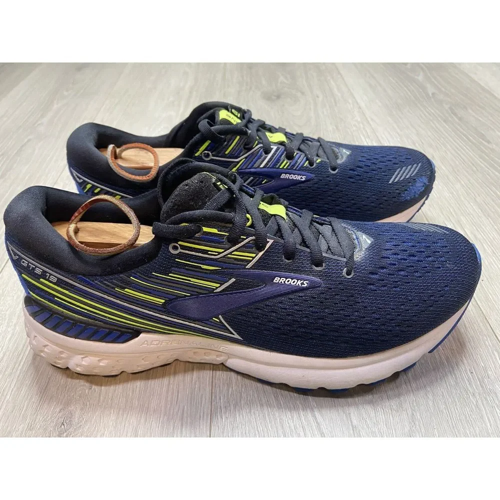 Brooks Shoes Men 9.5 Adrenaline GTS 19 Blue Run Athletic Sneaker 1102941D069
